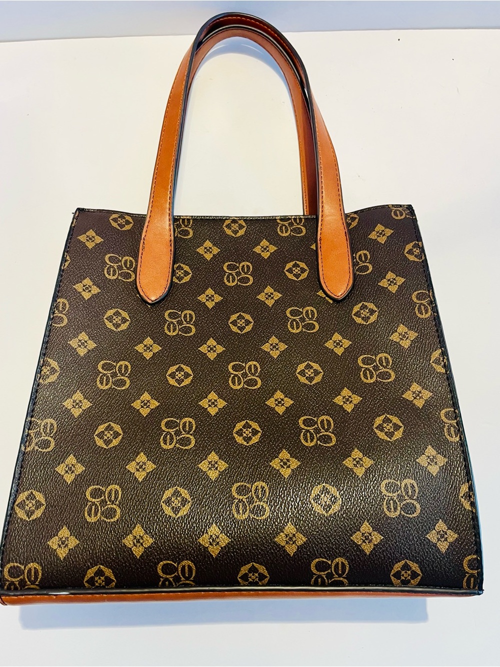 Designer Inspired Monogram Brown Tote Bag Crossbody Satchel Purse - Picture 12 of 16